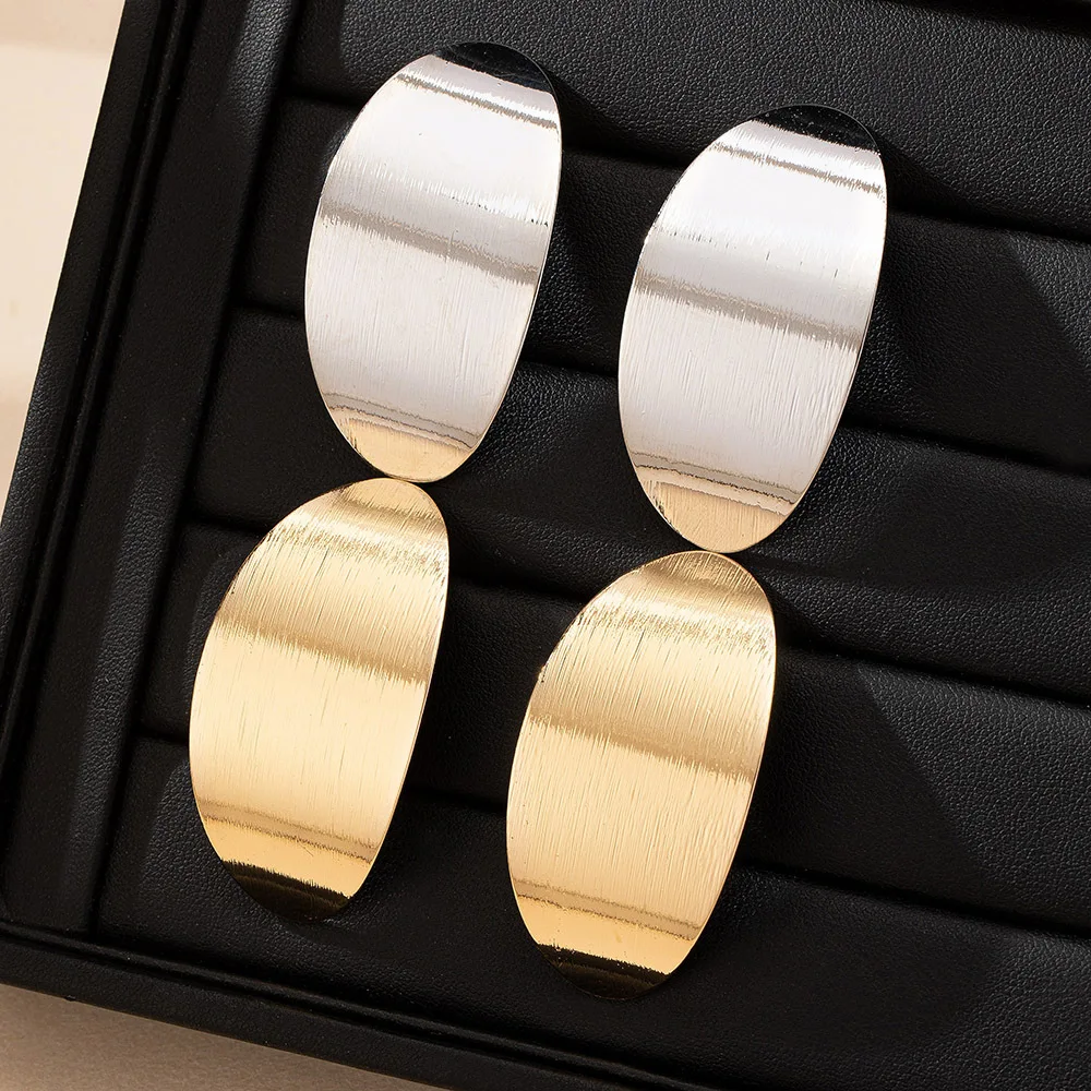 أقراط معدنية هندسية للنساء بسيطة موضة الأذن مجوهرات اكسسوارات رائجة البيع هدية حفلة 2025 نمط جديد #3