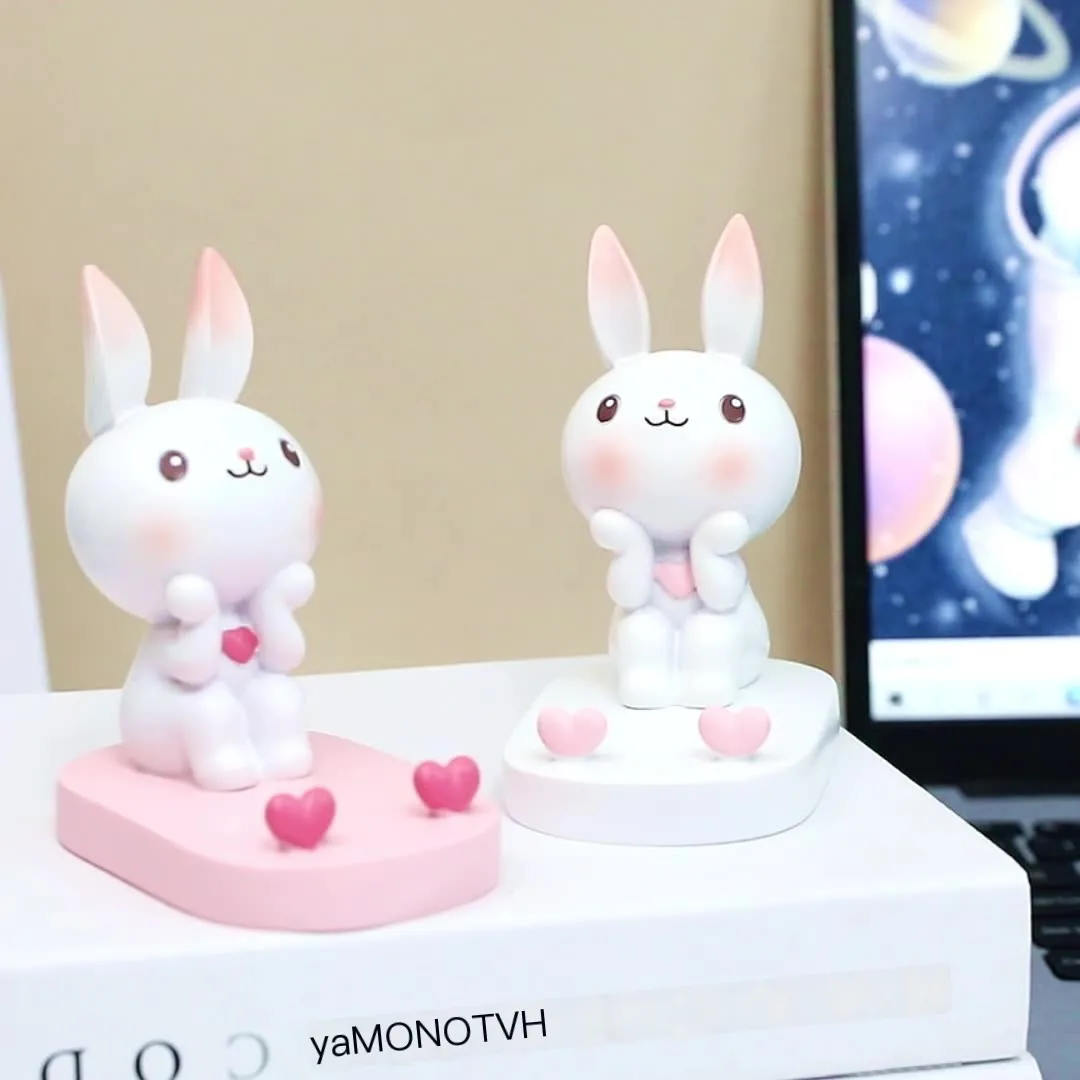 Cute Rabbit Phone Holder Office Desk Decoratio Decor Stand Lovely Smartphone Bracket Small Ornaments Handicraft Gift For Phone