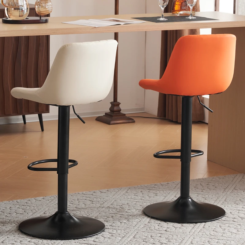 Minimalist Metal Backrest Barstool Height Adjustable Swivel Island Stool for Kitchen Modern Bar Chair & Home Pub Counter Seat
