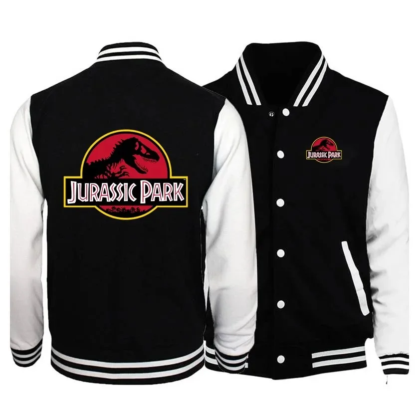 Men Women Baseball Jacket Coats Dinosaur World Sweatshirt JURASSIC PARK Print Baseball Uniforms Couple Cardigan Clothes Tops