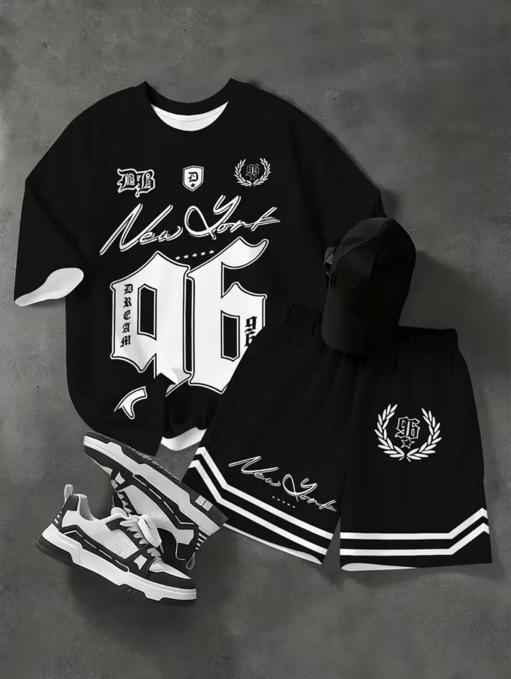 Fashiona Number Digital Printed Jersey Boy Short Sleeve Loose Fit Shorts and T-Shirt Set Sporty Outdoor Quick Drying 2pc Boy Set