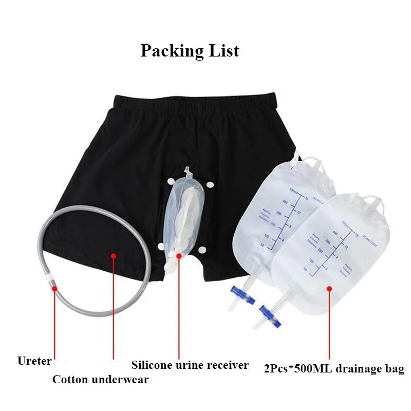 1Pc Washable Silicone Male Urine Bag Underpants Bedridden Incontinence Elderly Old Men Urine Funnel Pee Holder Collector