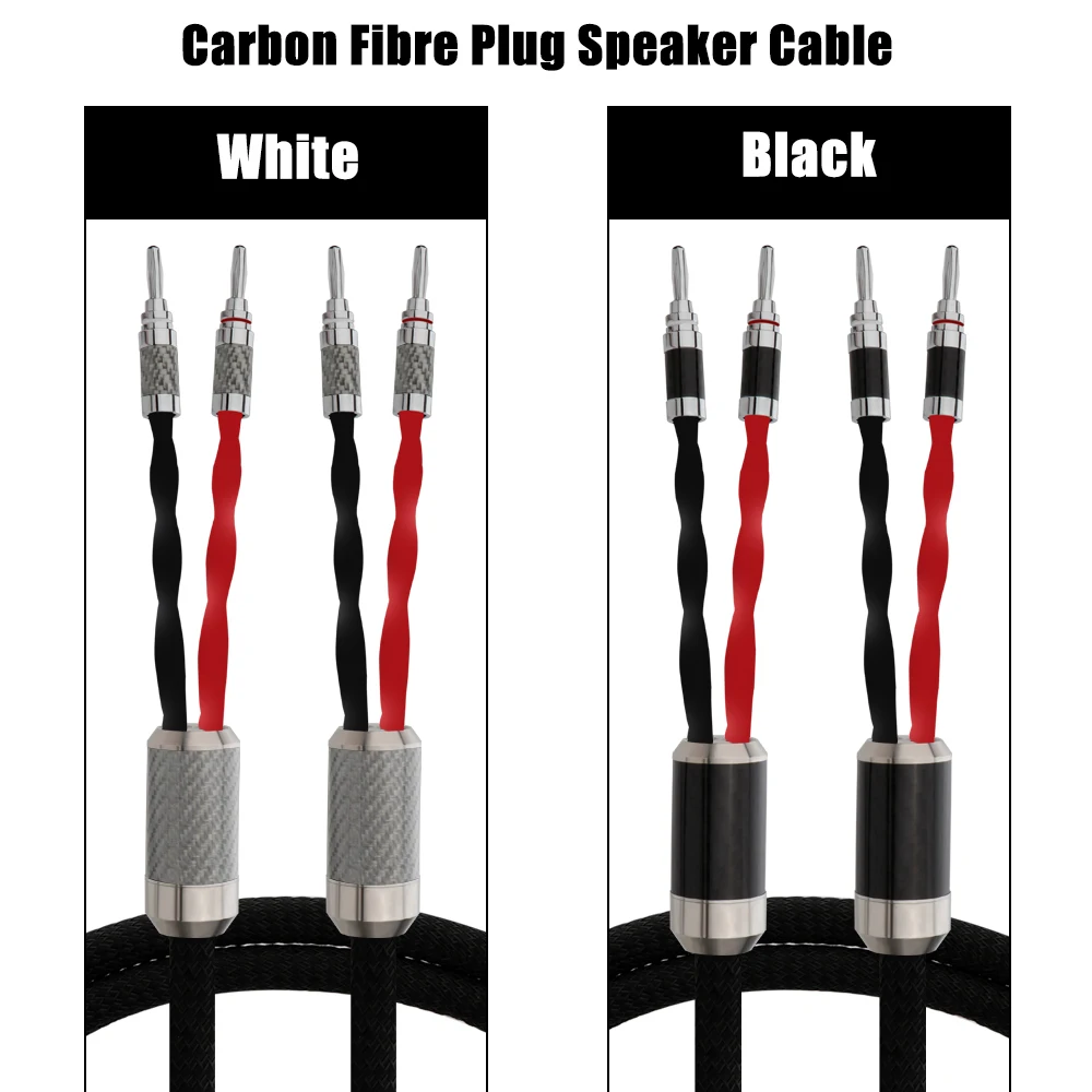 

Preffair Audiophile OCC Silver Plated Speaker Cables HiFi Speaker Cables with Carbon Fiber Shell Rhodium Plated Banana Plugs