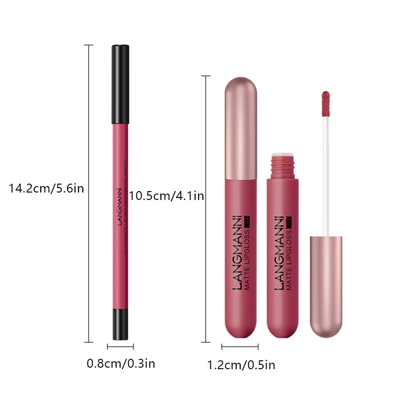 6+6 リップグロス リップライナー コンボ 汚れにくい、ベルベットのようなヌードシェード - 長持ちするリキッドリップグロス & 正確なライナー 12個セット マットM