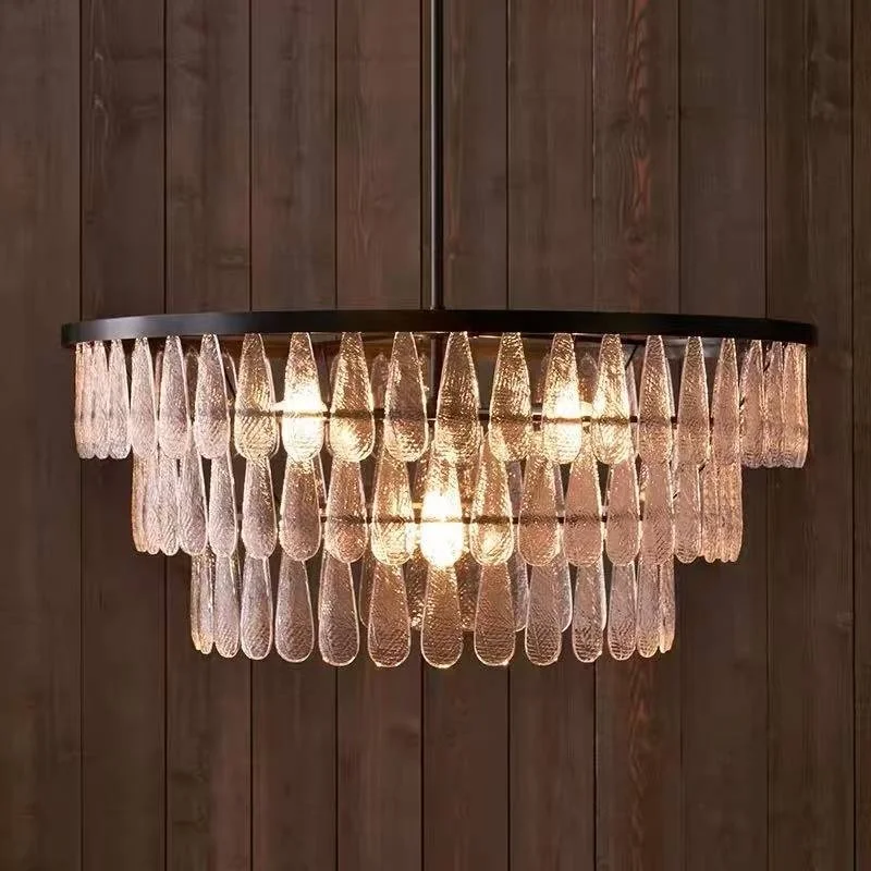 American Style Customizable Blue LED Glass Lamp Chandelier Factory Pendant Lights Waterproof Dimmable for Living Dining Villa