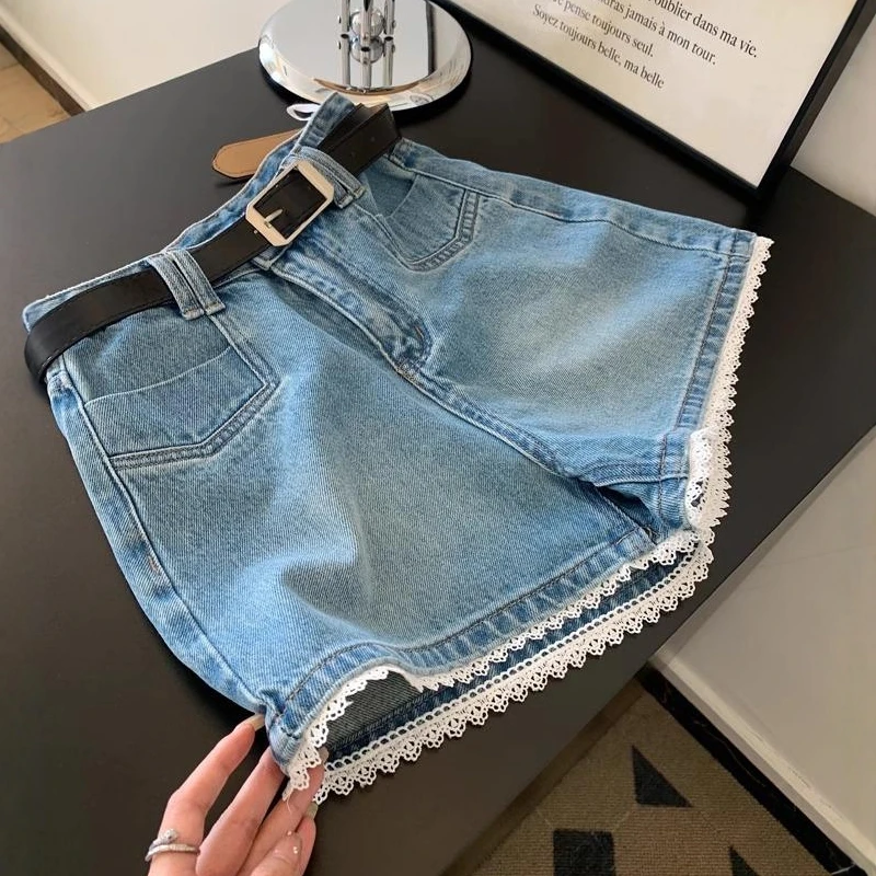 

Summer Women Korean Fashion Y2k Streetwear Denim Shorts 2000s Aesthetic Jean Hot Pants Grunge Tide Shoujo Lace Shoujo Tide New