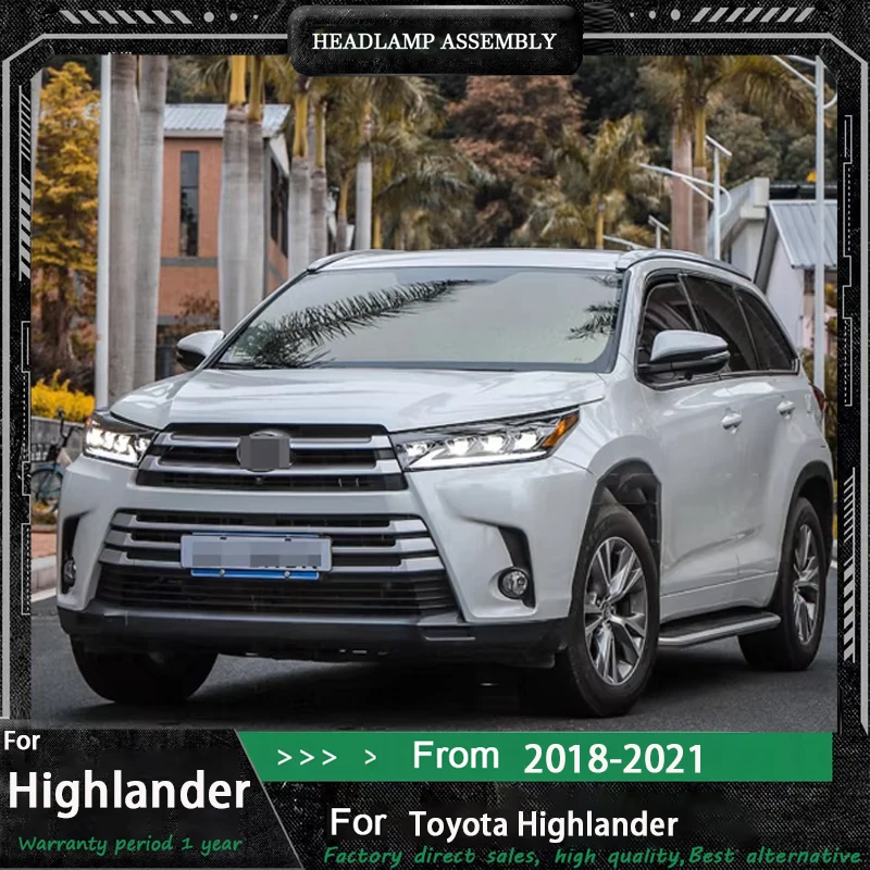 

Car Lights for Toyota Highlander LED Headlight 2018 2019 2020 2021 Head Lamp Drl Projector Lens Automotive Accessories