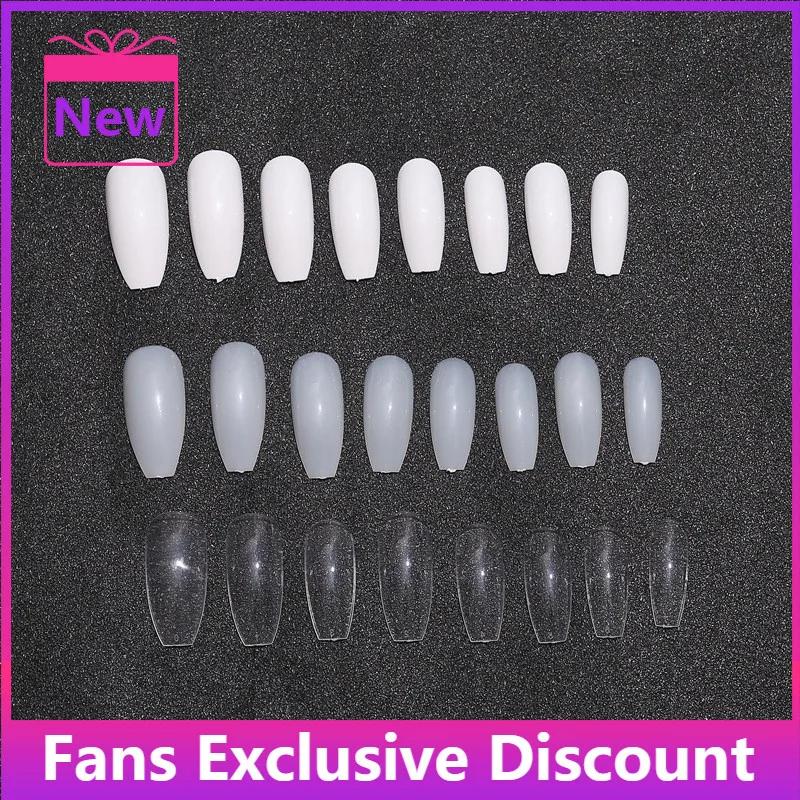 2022 Hot Sale 100pcs Professional Fake Nails Long Ballerina Half French Acrylic Nail Tips 10 Size Press On Nails