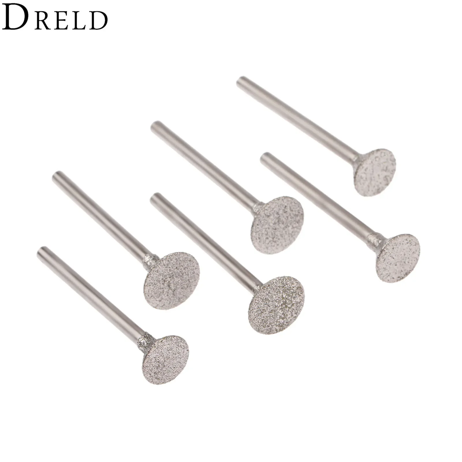 DRELD-Cabezal de pulido de diamante para taladro Dremel, brocas de 3mm, vástago, Jade, piedra, tallado, herramienta de grabado, 6 piezas