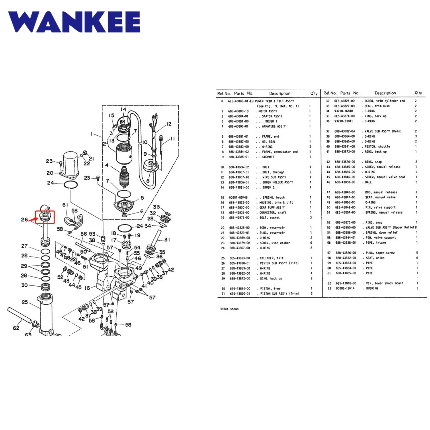 6E5-43810 Cap Assy For Yamaha Outboard Motor Old Series 6E5 115HP 175HP 200HP Tilt Trim Assy 6E5-43810-01