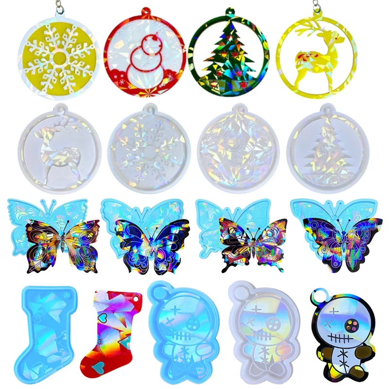 

Keychain Pendant Silicone Mold DIY Halloween Theme Holographic Epoxy Resin Molds Earrings Ornaments Jewelry Craft Making