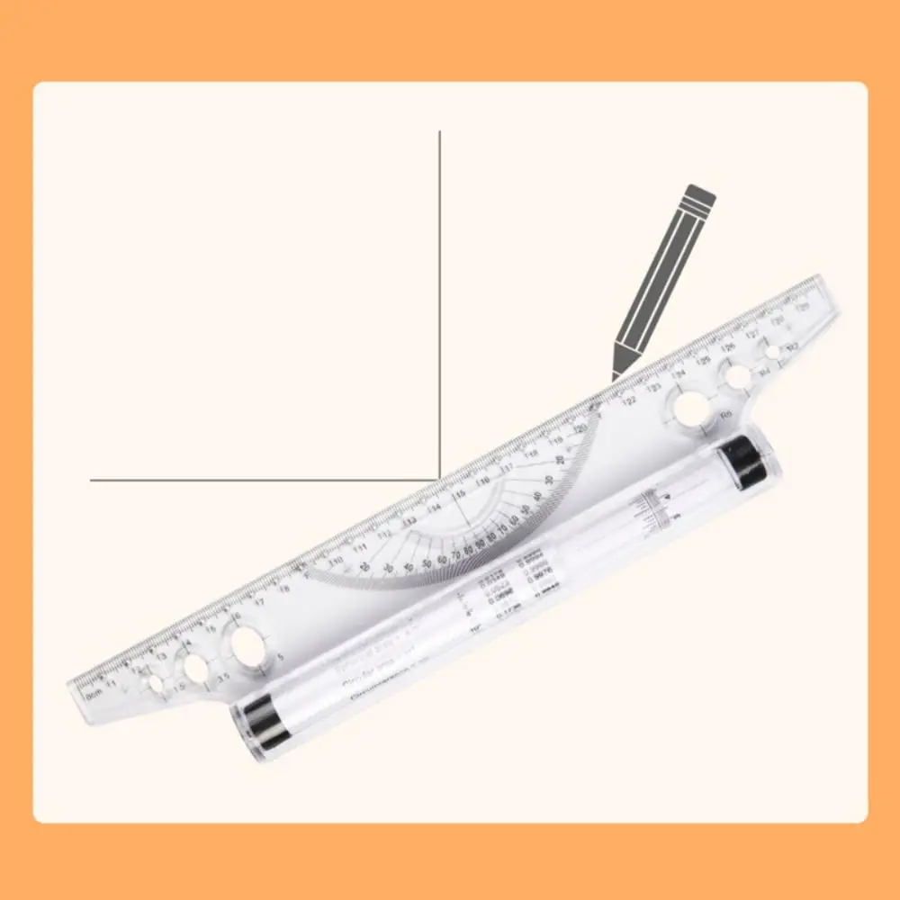 Transparent Parallel Roller Ruler High Quality Plastic 15/30CM Stationery Scale Angle Balance Ruler Students