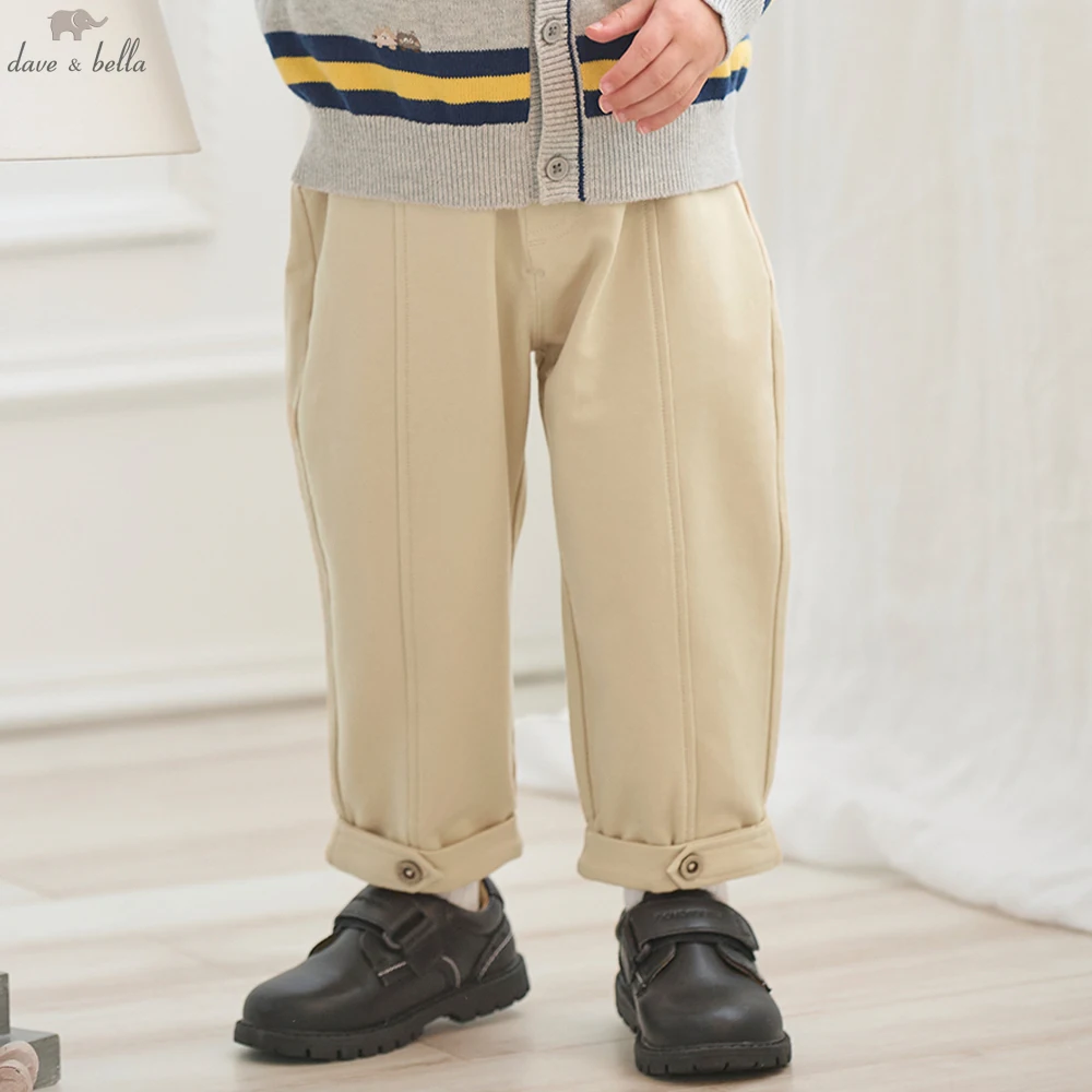 Dave Bella Children's Knitted Pants 2025 New Spring Autumn Boys Cowboy Straight Pants Casual Loose Outdoor Trousers DB3252878