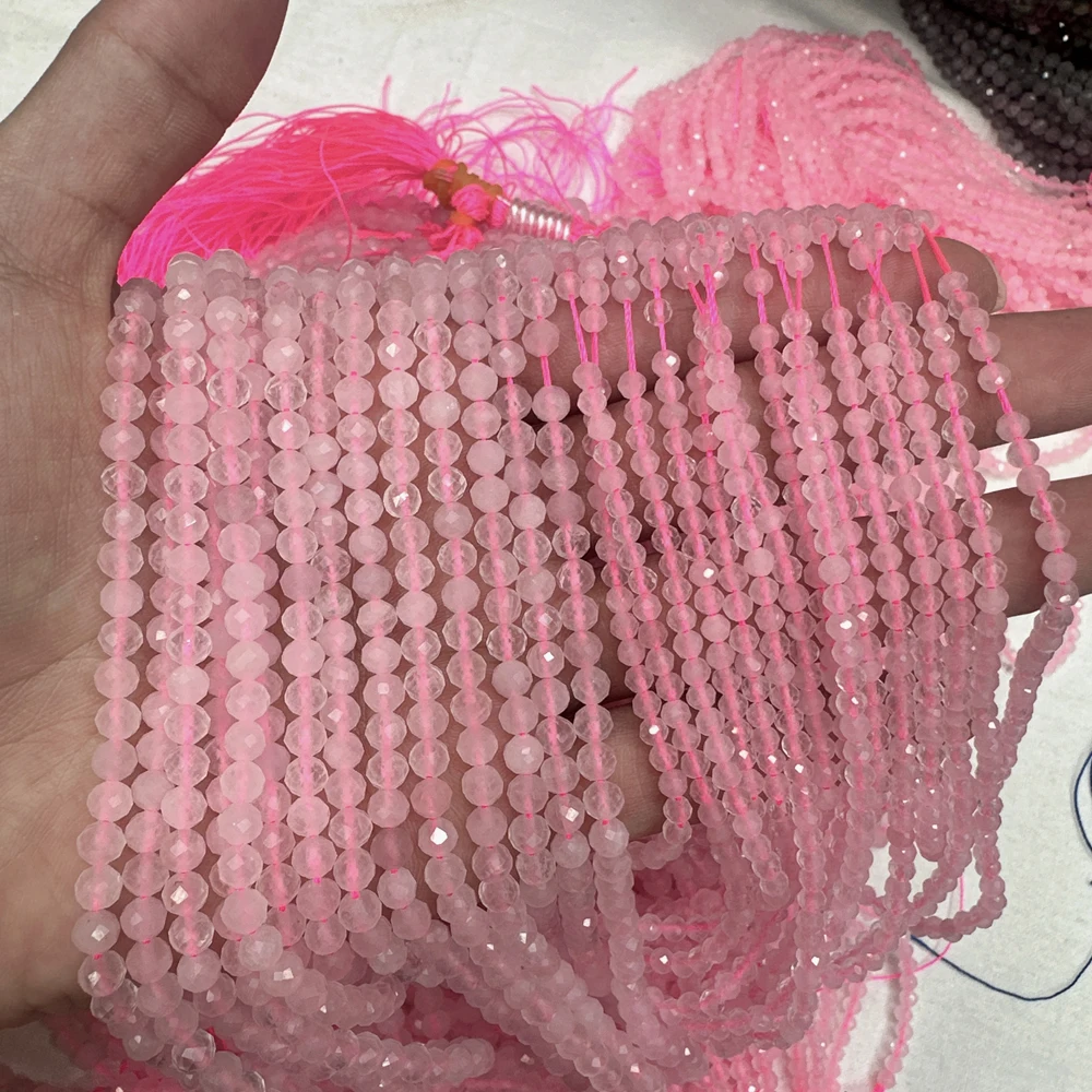 

3mm 4mm Natural Faceted Rose Quartz Stone Beads Perfect for DIY Natural Stones Necklace Bracelet Jewelry Making