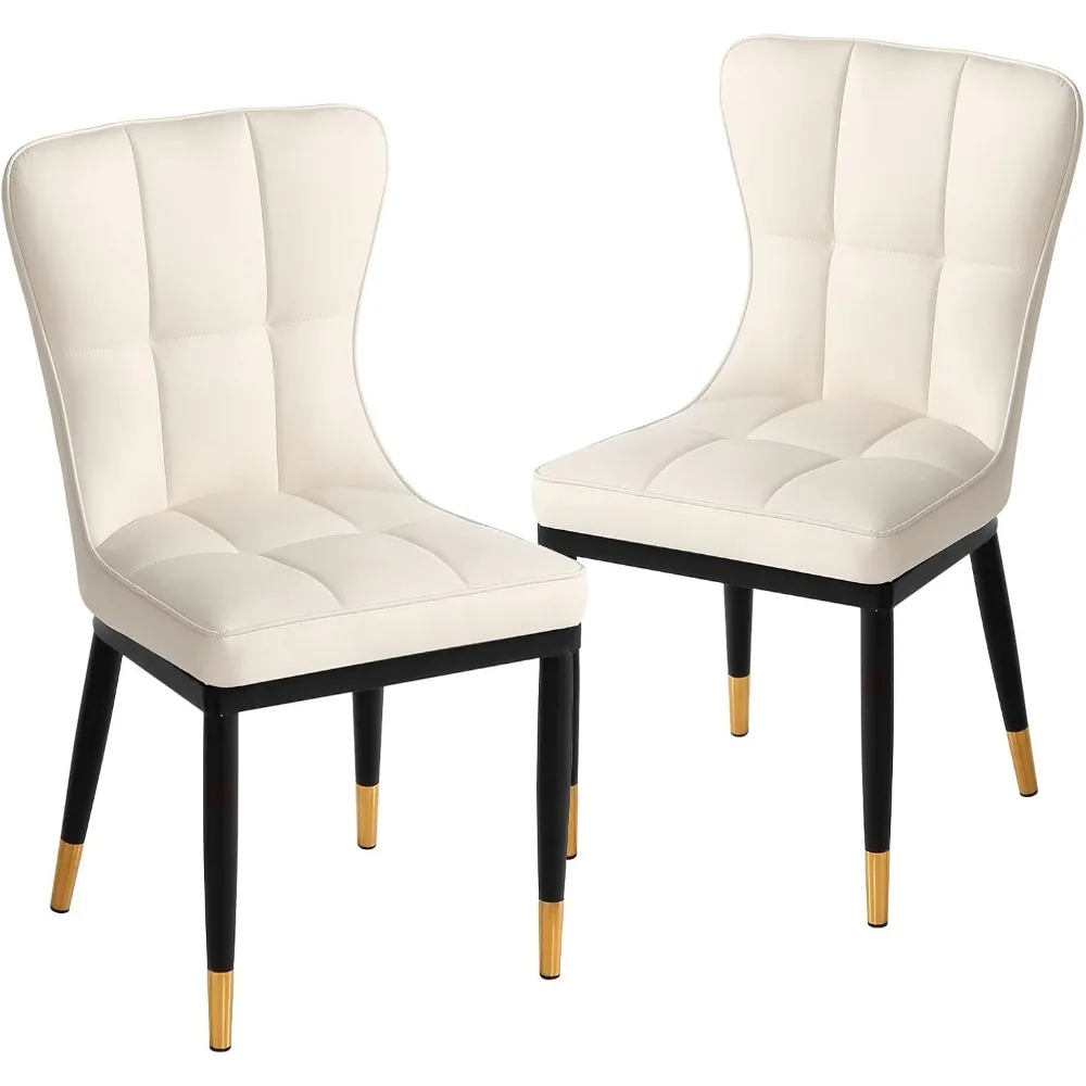 for Kitchen & Dining Room Modern Set of 2 Faux Leather Waffle Stitch Dining Chairs - High Back Armless Side Chairs