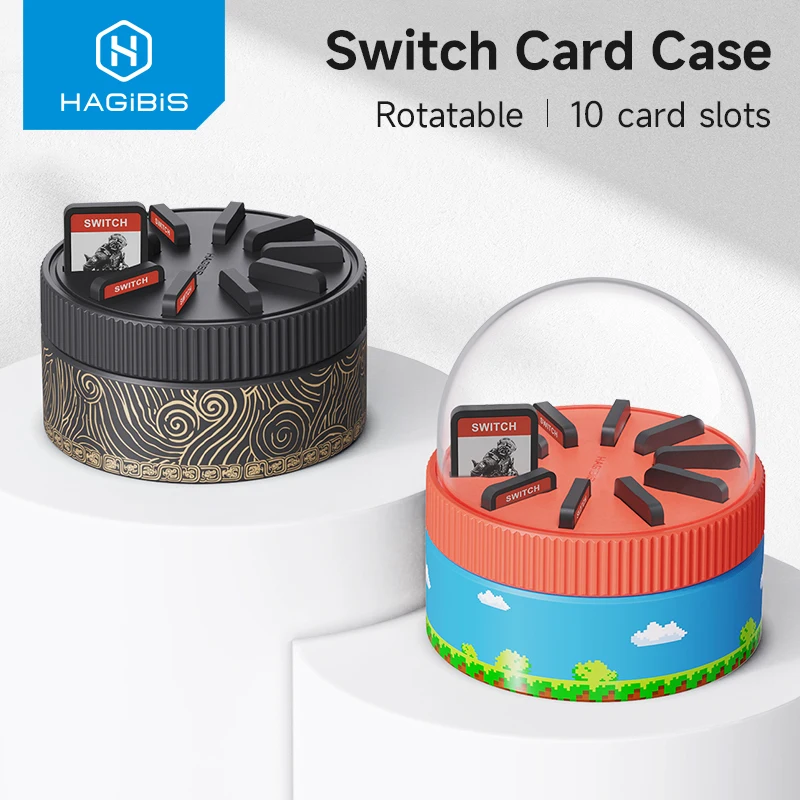 Hagibis Switch Rotating Game Card Case, Criativo NS Card Caixa De Armazenamento, Suporte para Nintendo Switch, Lite, OLED, 10 Slots