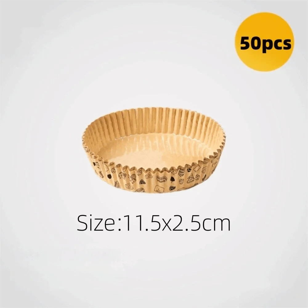 50pcs Multi-size Round Disposable Pizza Pans Non-Stick Greaseproof Air Fryer Paper Pizza Paper Tray Microwave