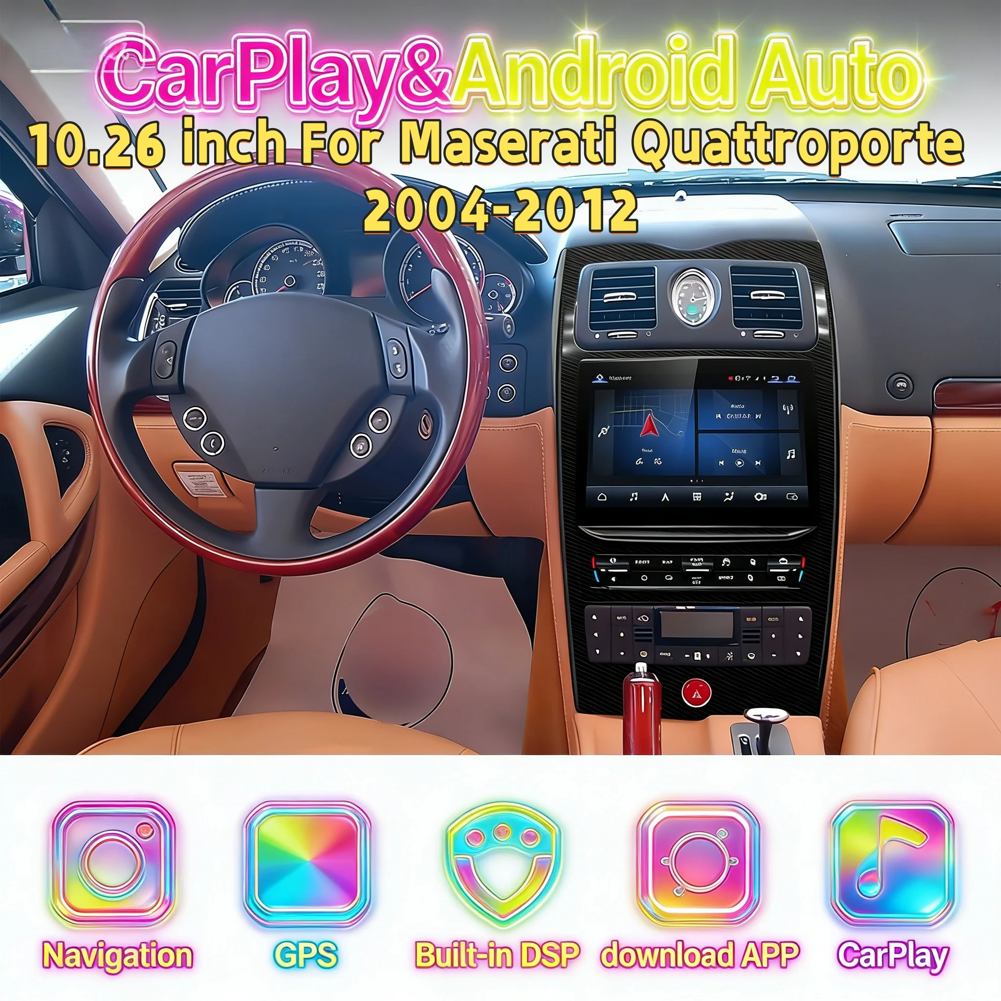

Multimedia Android Bluetooth 5.0 Player For Maserati Quattroporte 2004-2012 Wireless CarPlay Stereo Receiver Navigation DSP