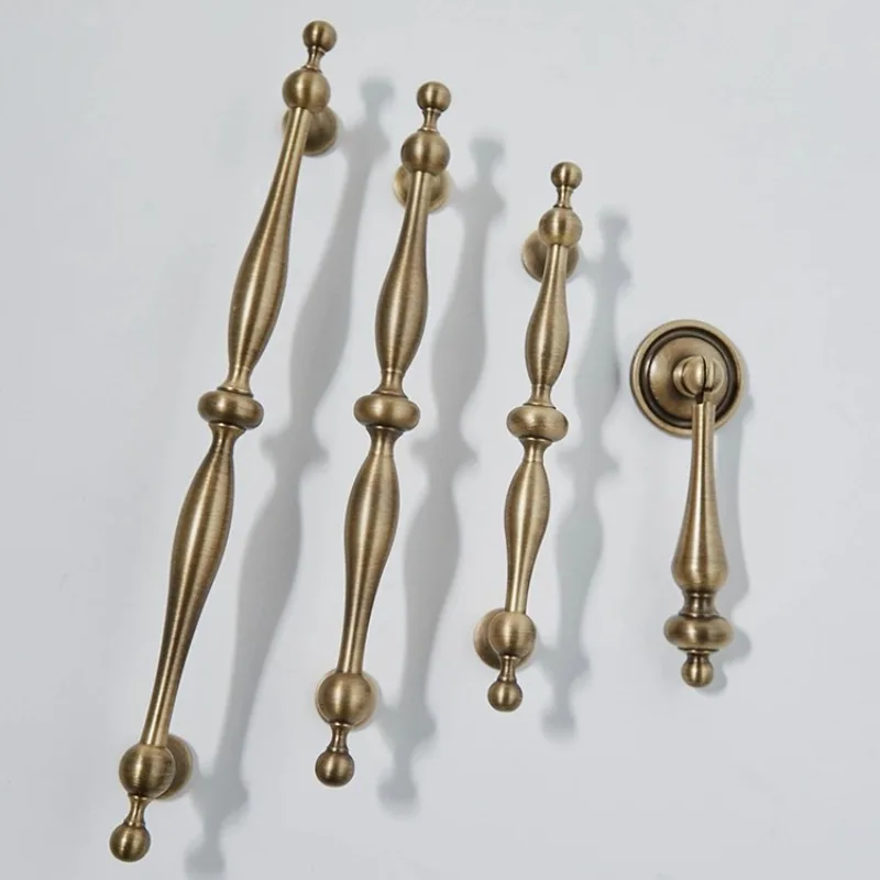 مقابض نحاسية عتيقة المعلقات البرونزية مقبض خزائن أدراج مقابض خزائن المطبخ سحب الأثاث النحاس #4