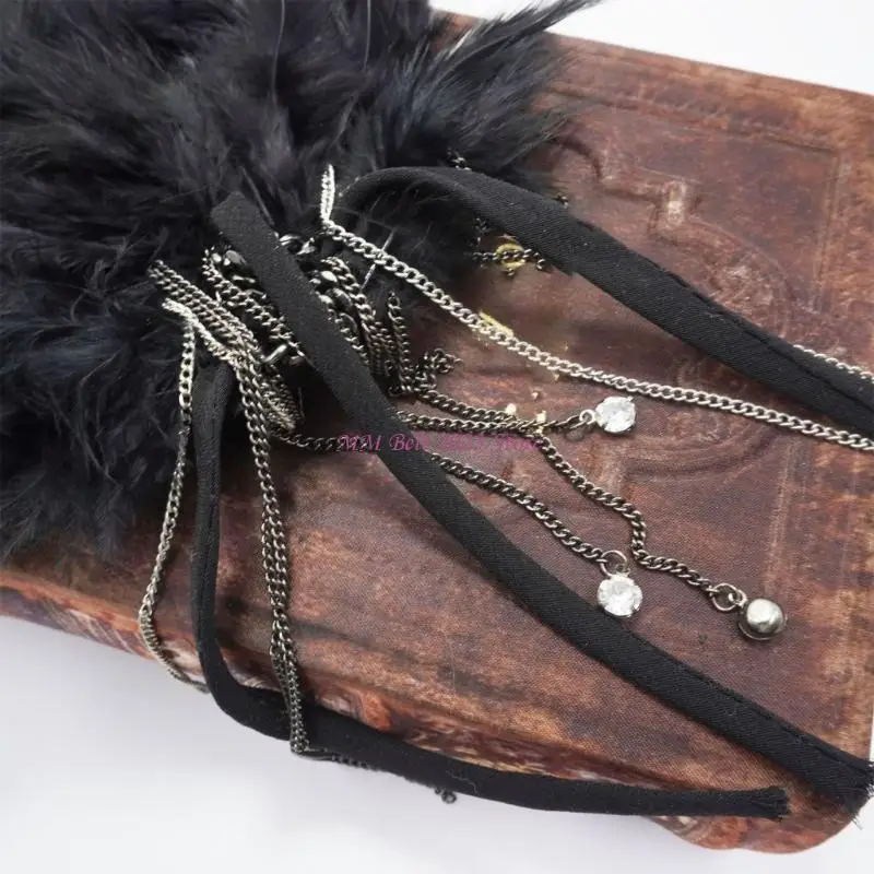 

49ME Sophisticated Tassels Brooch Pin Trendy Black Lapel Pin Modern Brooch Pin