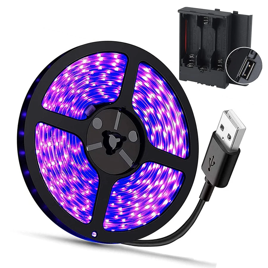 2.5M UV LED Strip Black Light USB Strip Set nastro bar SMD 2835 UV Blacklight Fairy Lights per Carnival bar Disco Party Decor