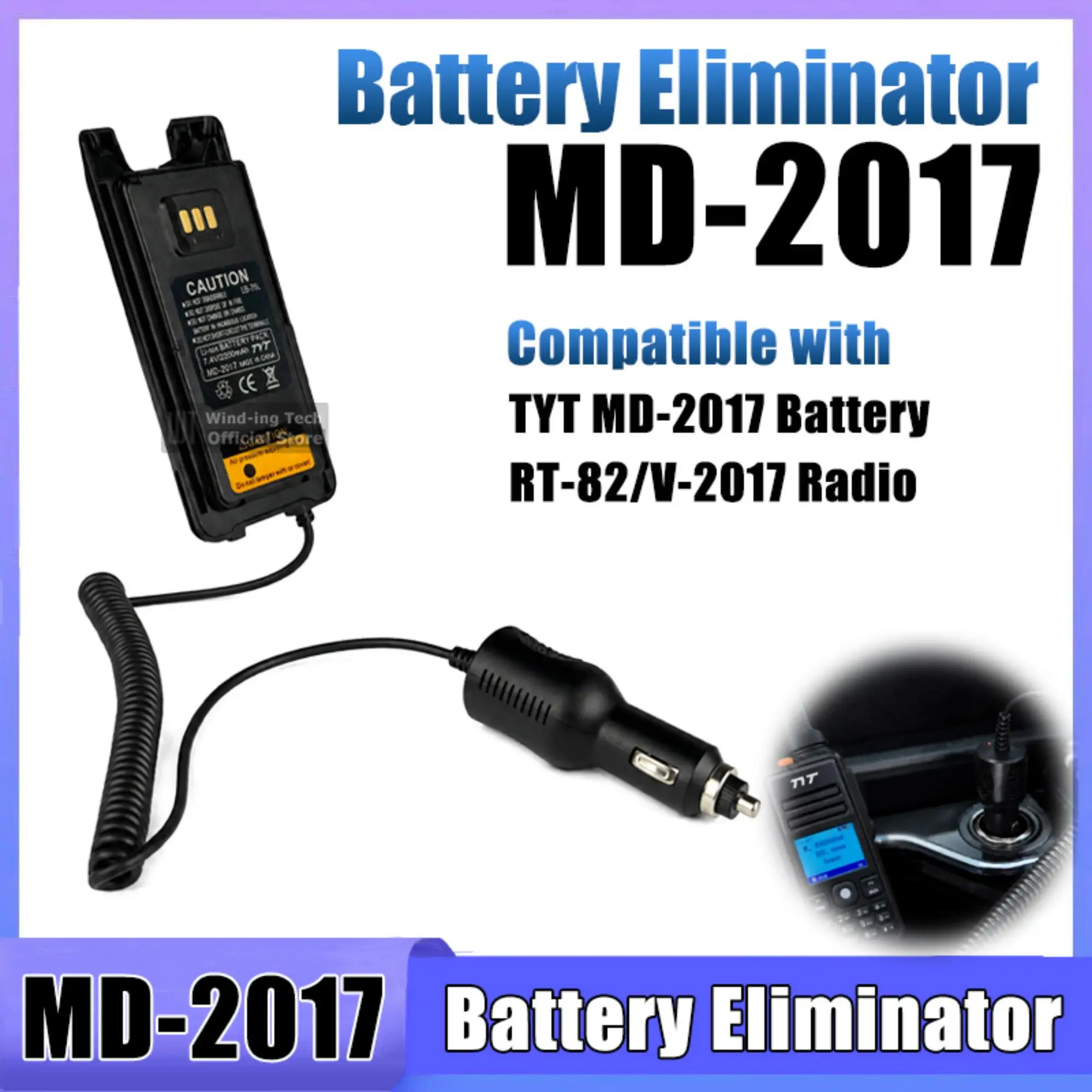 

MD-2017 Battery Eliminator Charger DC7.4V MD-2017 Battery Replacement Compatible with TYT RT82 V-2017 Two Way Radio Accessories
