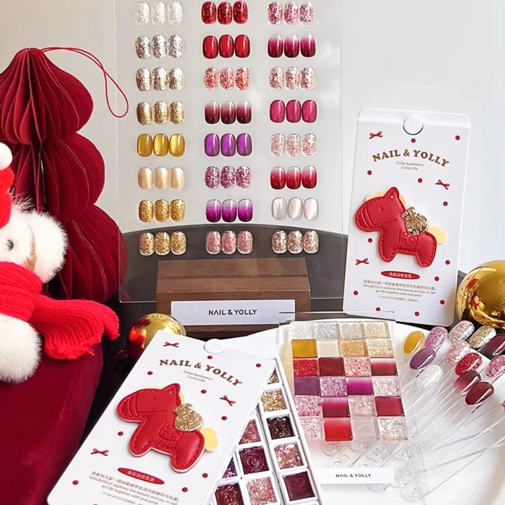 

24 цвета, красный светоотражающий гель для ногтей, градиентный, для дизайна, 4 в 1, используется для градиентного нанесения и трафаретного маникюра