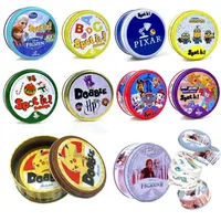 28 Styles Double Juego Card Spot It Card Game Table Board Game for Dobbles Kids HP Metal Box Card Matching Toys for Childrens