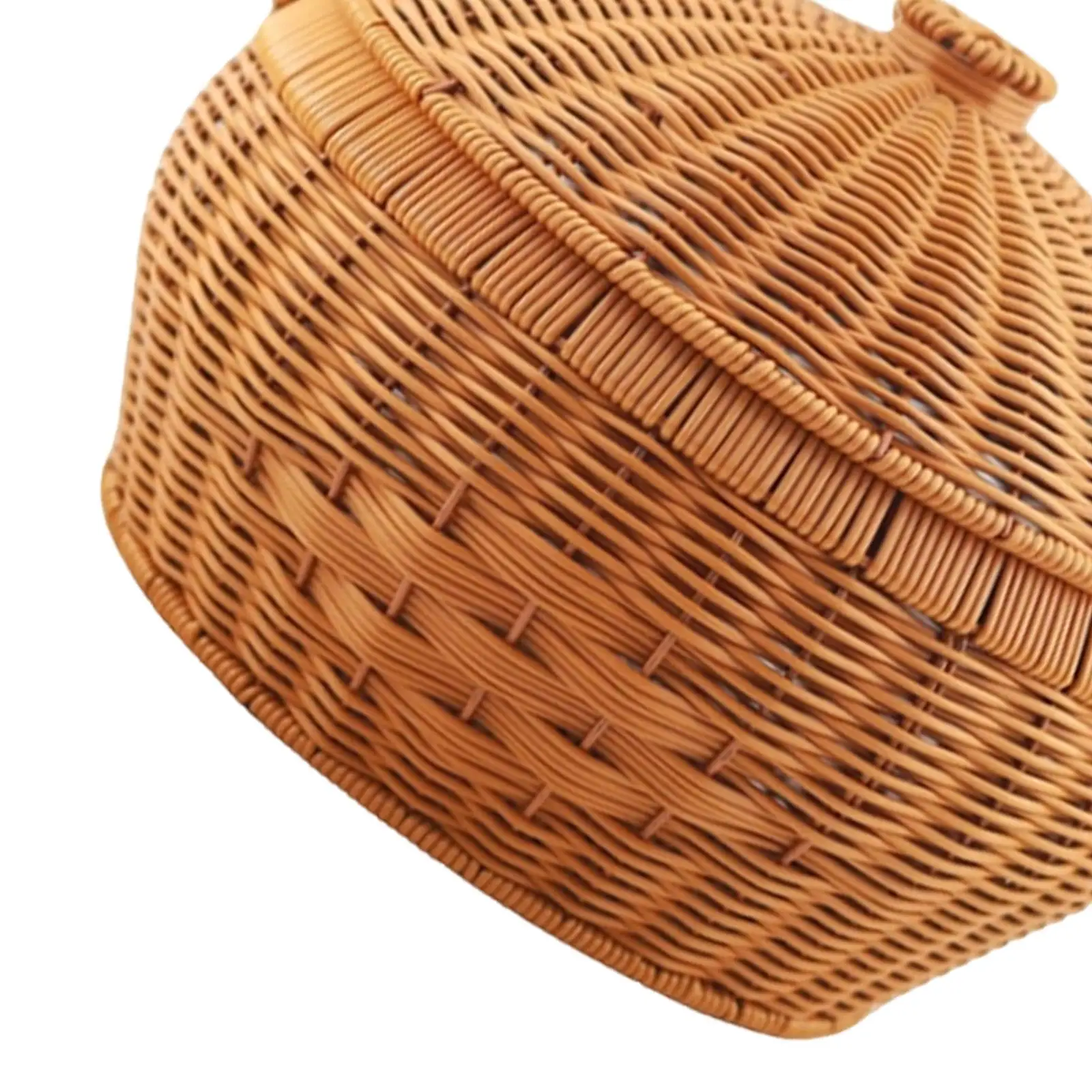 Picnic Basket, Imitation Wicker Basket Rustic Flower Basket Picnic Food Storage Hamper Woven Basket for Camping Outdoor Home