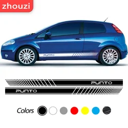 For Fiat Punto Abarth Car Side Decal Racing Sport Door Styling Vinyl Long Stripe Graphics Skirt Stickers Car Accessories 2PCS