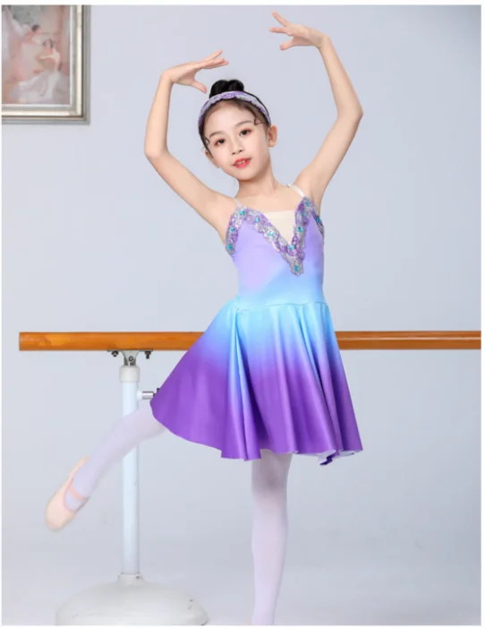 Robe Tutu de Ballet longue pour femmes et enfants, couleur dégradée, haute qualité, jupes d'entraînement de fête, vêtements, Costumes de danse à la mode