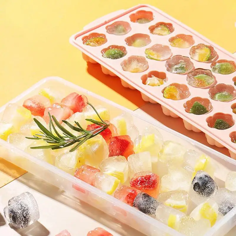 Романтичная силиконовая форма для льда, поднос с крышкой и фруктовым кубиком, 21 ячейка, аксессуары для кухни