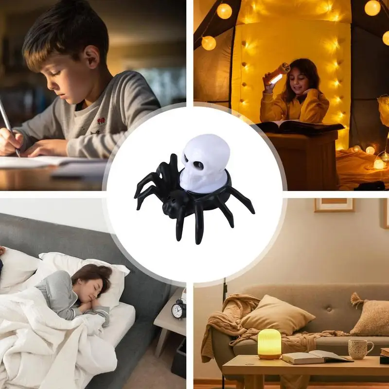 Halloween Decorations LED Candle Light Plastic Spider Skull Lamp for Home Bar Haunted House Halloween Party Decor Horror Props