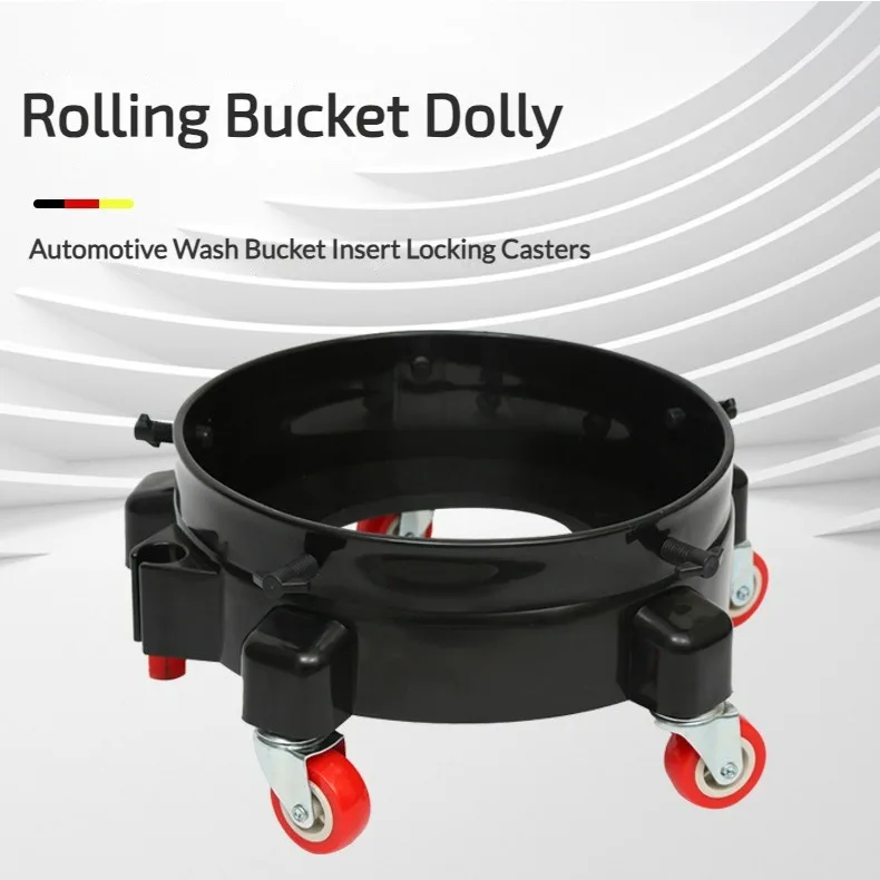 Removable Rolling Bucket Dolly 360° Turning Swivel Caster Detail Kit with Wheels Storage Tray Tote Insert Locking Casters