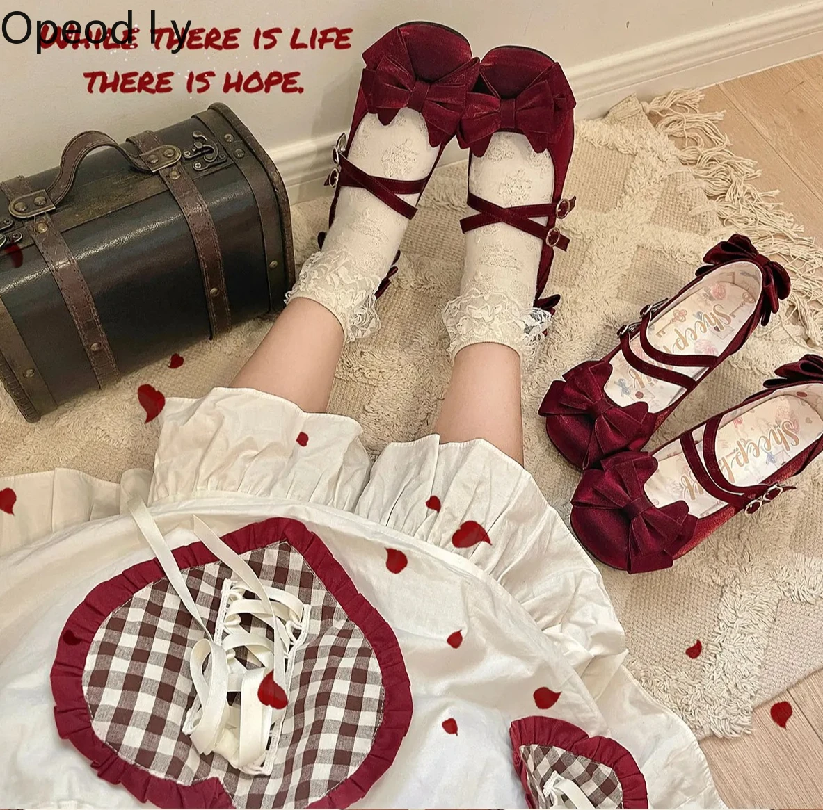 Japanese original Lolita satin round head low heel single shoes sweet retro ballet bow jk uniform light mouth women's shoes