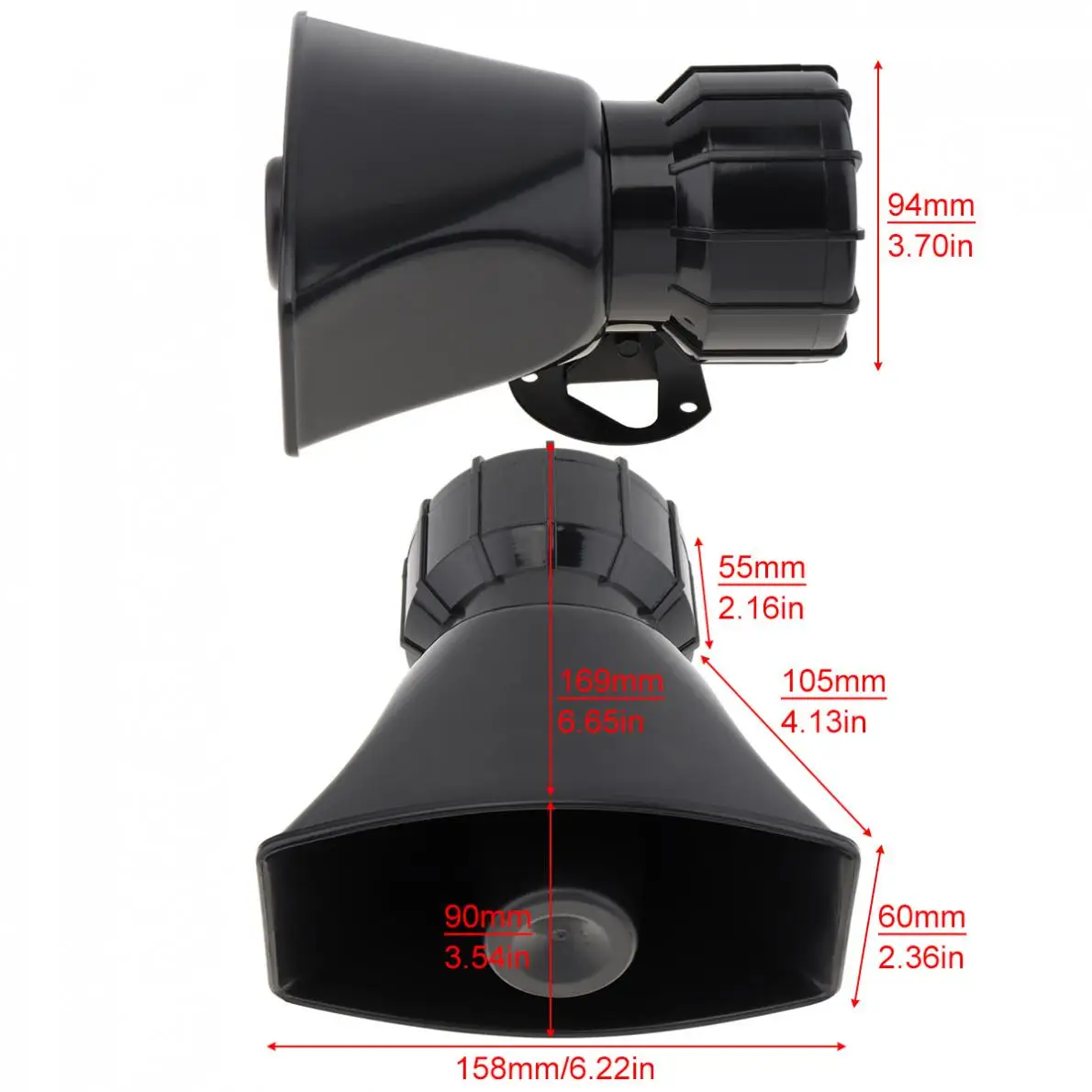 12V 100W Car Horn Siren Sound 5 Tone Alarm Electric Horn PA Speakers System Megaphone Loud for Car Train Boat Ship