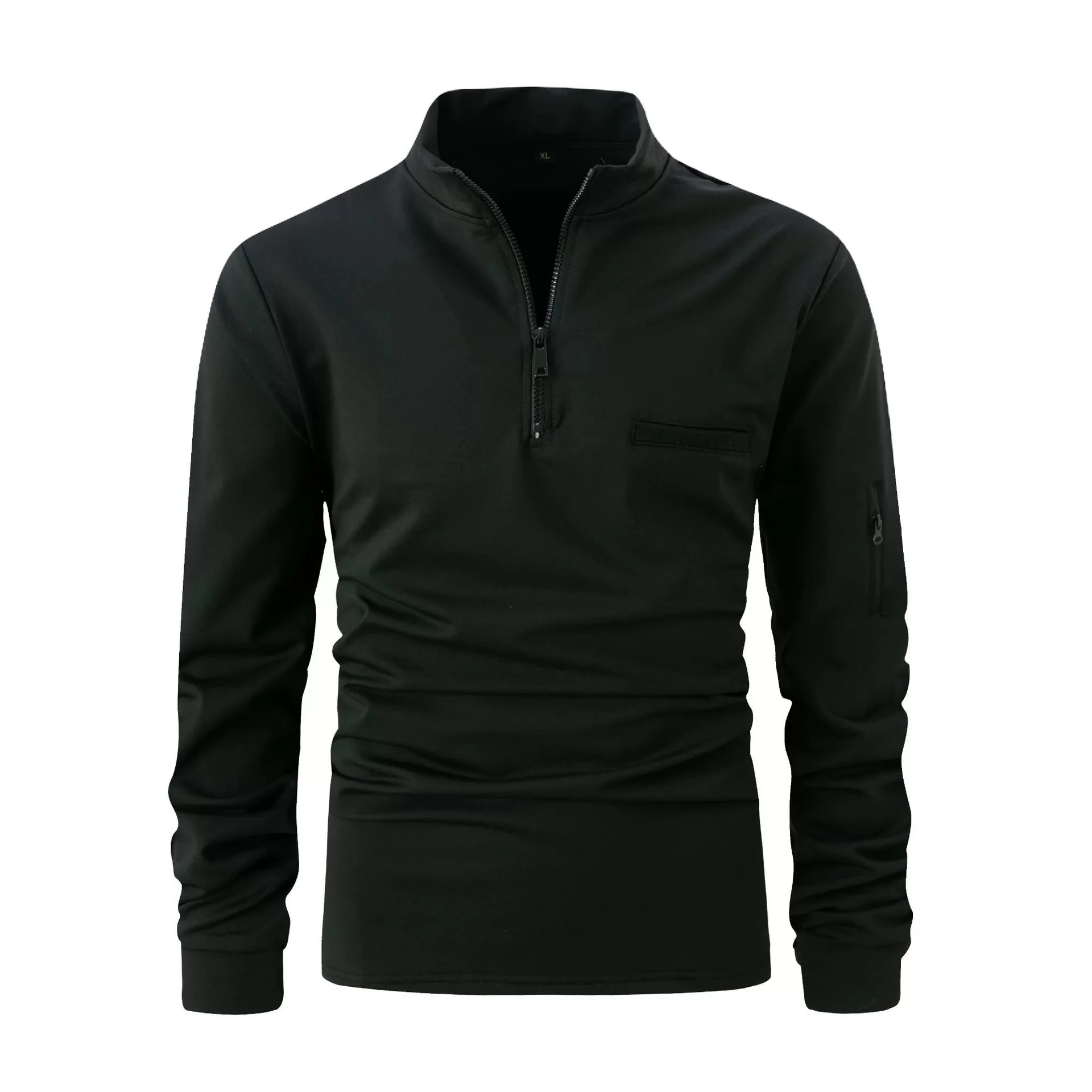 

Spring and autumn new men's solid-color zipper pullover shirts, comfortable and casual long-sleeved POLO shirts and sport shirts