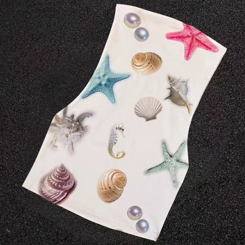 

European Hottie Wrap Hip Dresses American Fashion Street Holiday Dress Subculture Shell Print Miniskirt Women Sexy Slim Skirt