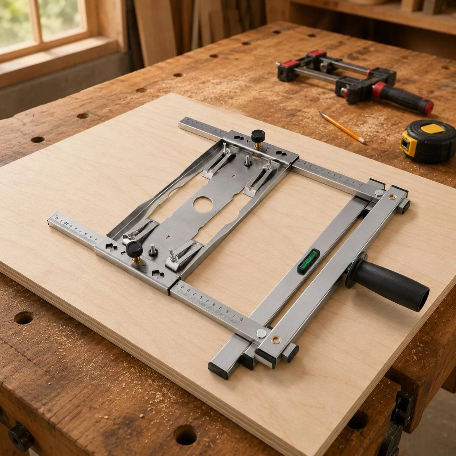 Board Cutting Guide Engraved Scale Perimeter Trimming Guide Woodworking Tool Stable Alignment Long-Lasting Metal for Workshop