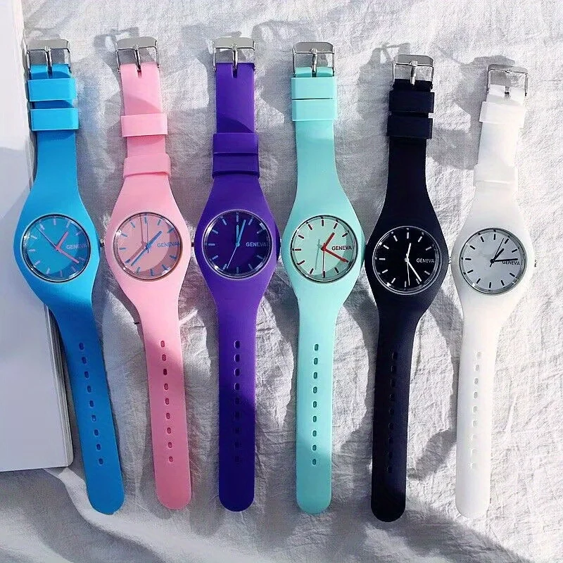 Silicone Watch in Stock Geneva Geneva Student Women's Candy Color Quartz Watch for Women