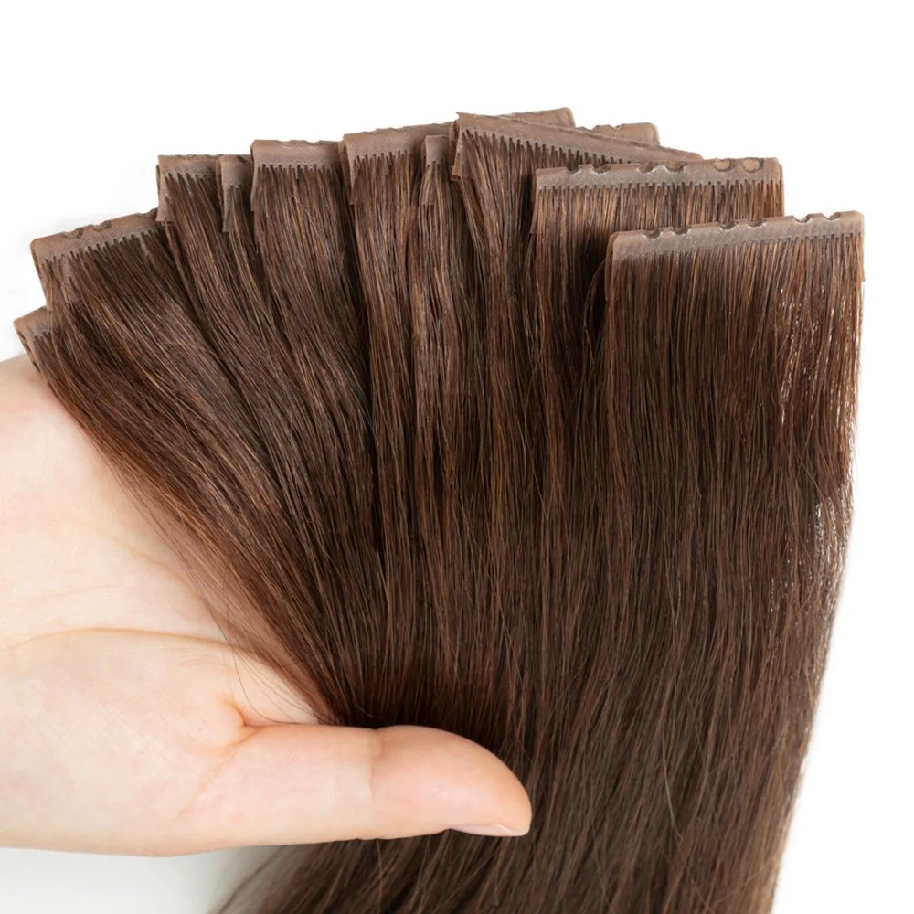Bruin Onzichtbare Twin Tabs Haar Inslag Human Hair Extensions Recht Injecteren PU Gat Inslag Microlinks XO Inslag Blond 10 stks/pak