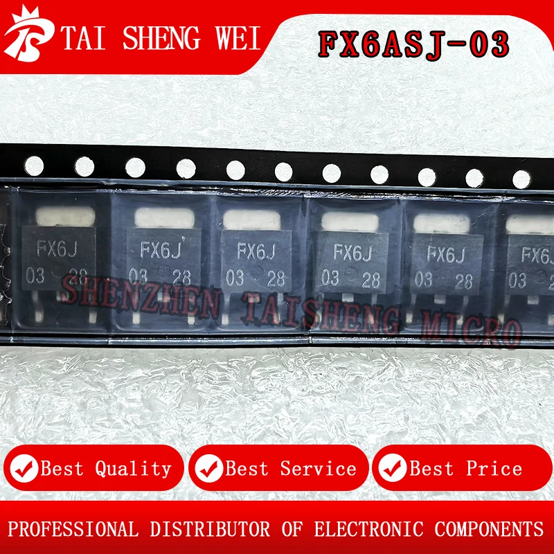 10PCS Brand New FX6ASJ-03-VB FX6ASJ Field-Effect Transistor (MOSFET) 1 P-Channel Voltage: 30V Current: 38A TO-252