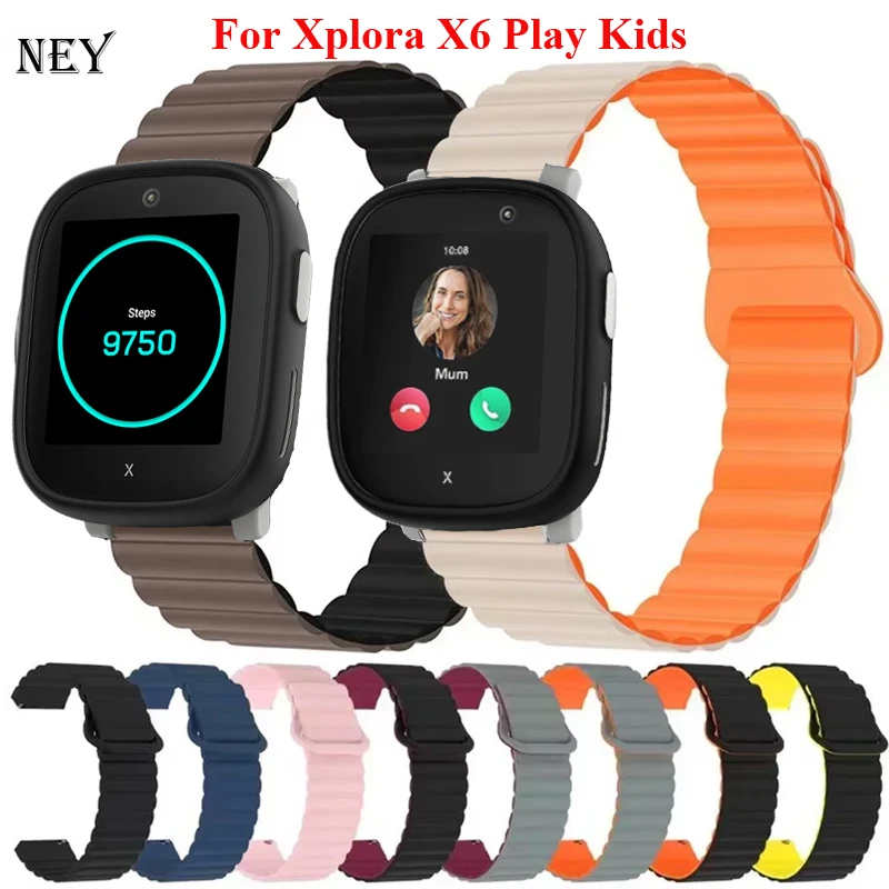 Correa de Repuesto para Xplora X6 Play, Brazalete Magnético de Silicona de 20 mm para Reloj Inteligente Infantil Xplora X6 Play