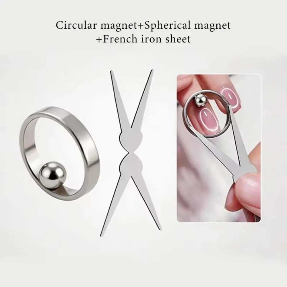 Ring-shaped Cat Eye Nail Art Magnet with Silicone Handle Comfortable Grip French Manicure Applicator Easy to Use Non-slip