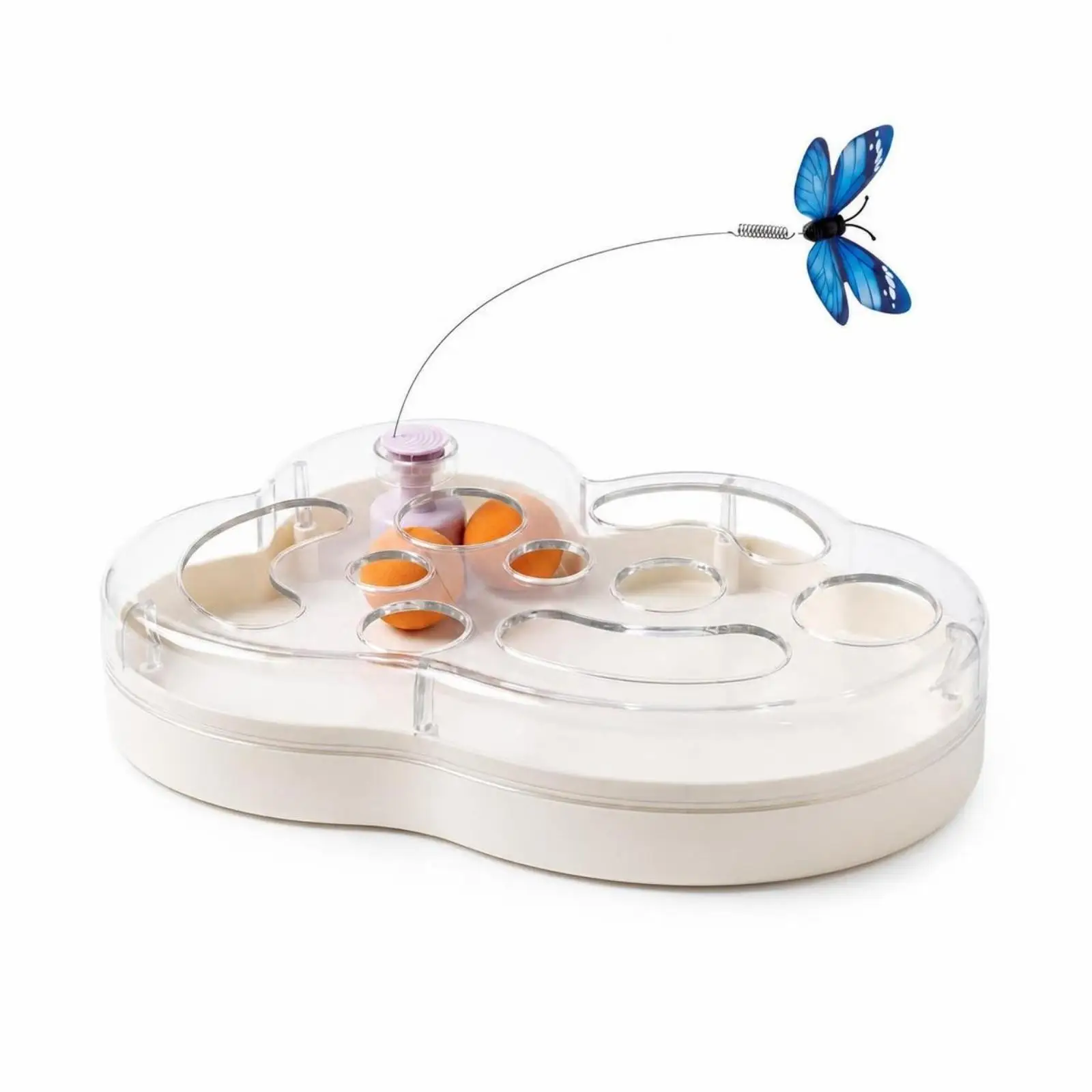 Cat Toy with Butterfly Rechargeable Cat Toy with Track Balls Electric for Indoor