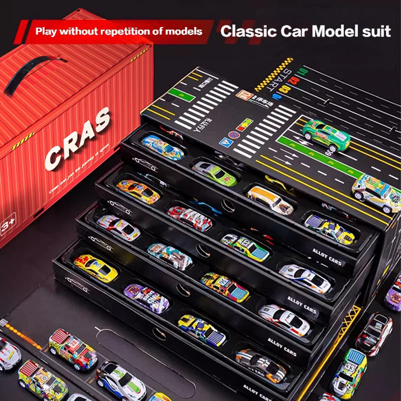 

Children's Car Model Toy Car Gift Box Set, a Pull-back and Gliding Toy, a Birthday Gift for Boys and Girls