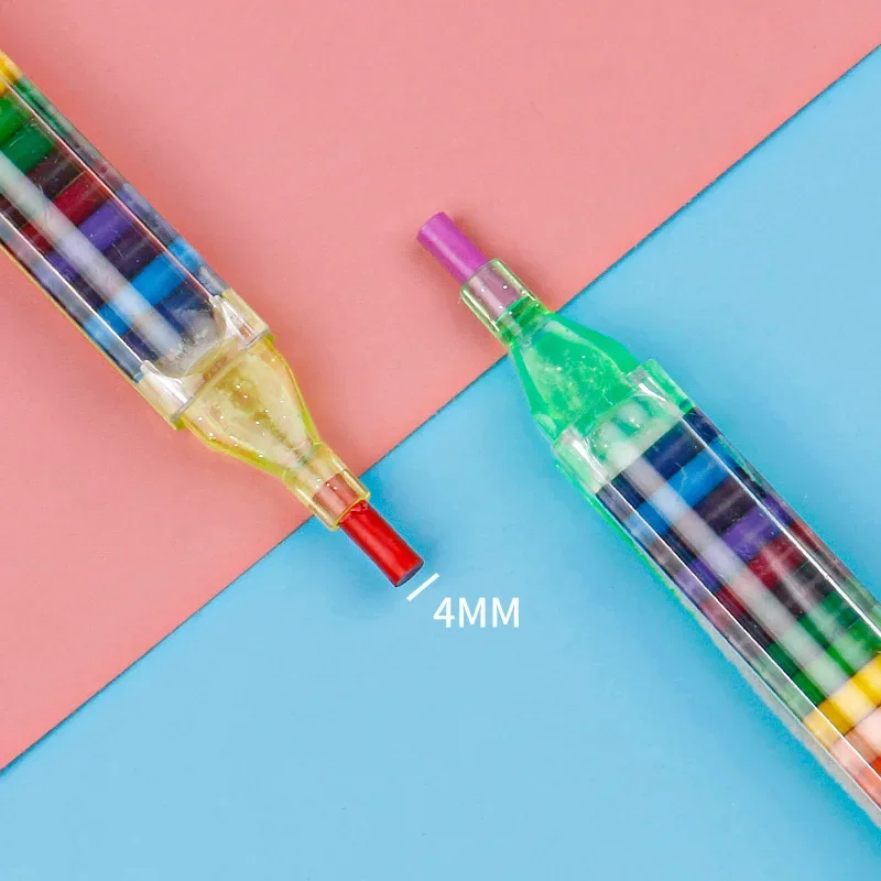 20 In 1 Stapelpunt Kleurpotloden Rainbow Glitter - Creatieve Crayons Voor Kinderen