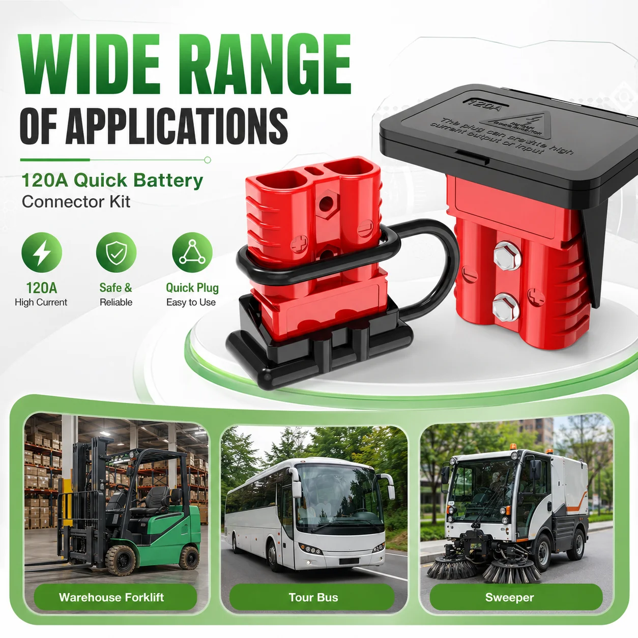 120A Hochstrom-Doppelpol-Schnellverbindungs-/Trennanschluss-Set für Batterien mit Einbauplatten und Staubschutzabdeckungen – Detail 5