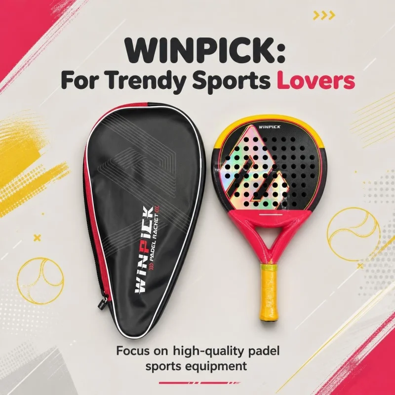 WINPICK Padel Racket Carbon Fiber Paddle Tennis Racquet Laser Surface Lightweight Padel Racket with Carry Bag for Beginners