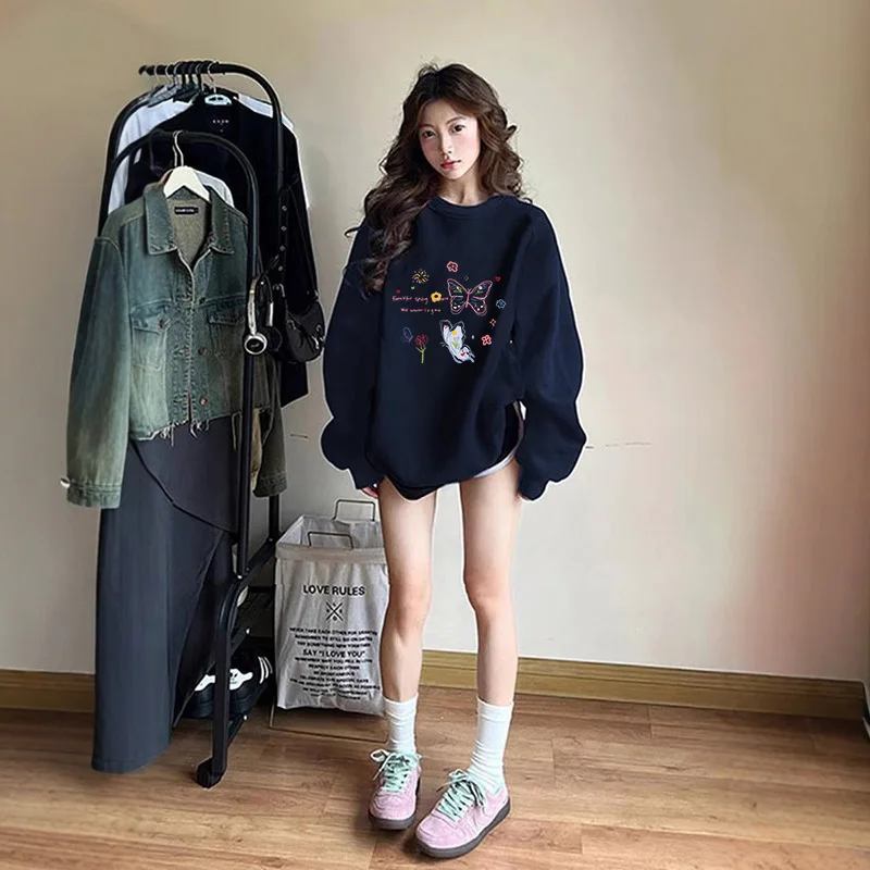 

Korean Style Chic Fleece Lined Hoodie Women's Winter Inner Wear Casual Comfortable plus Size Top Trendy Streetwear